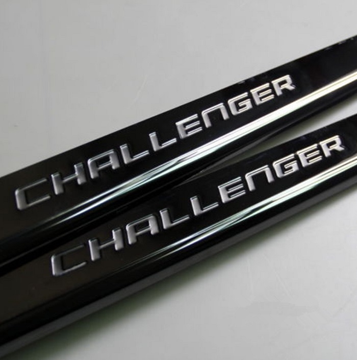 "Challenger" Black Stainless Door Sill Guards 08-14 Challenger - Click Image to Close